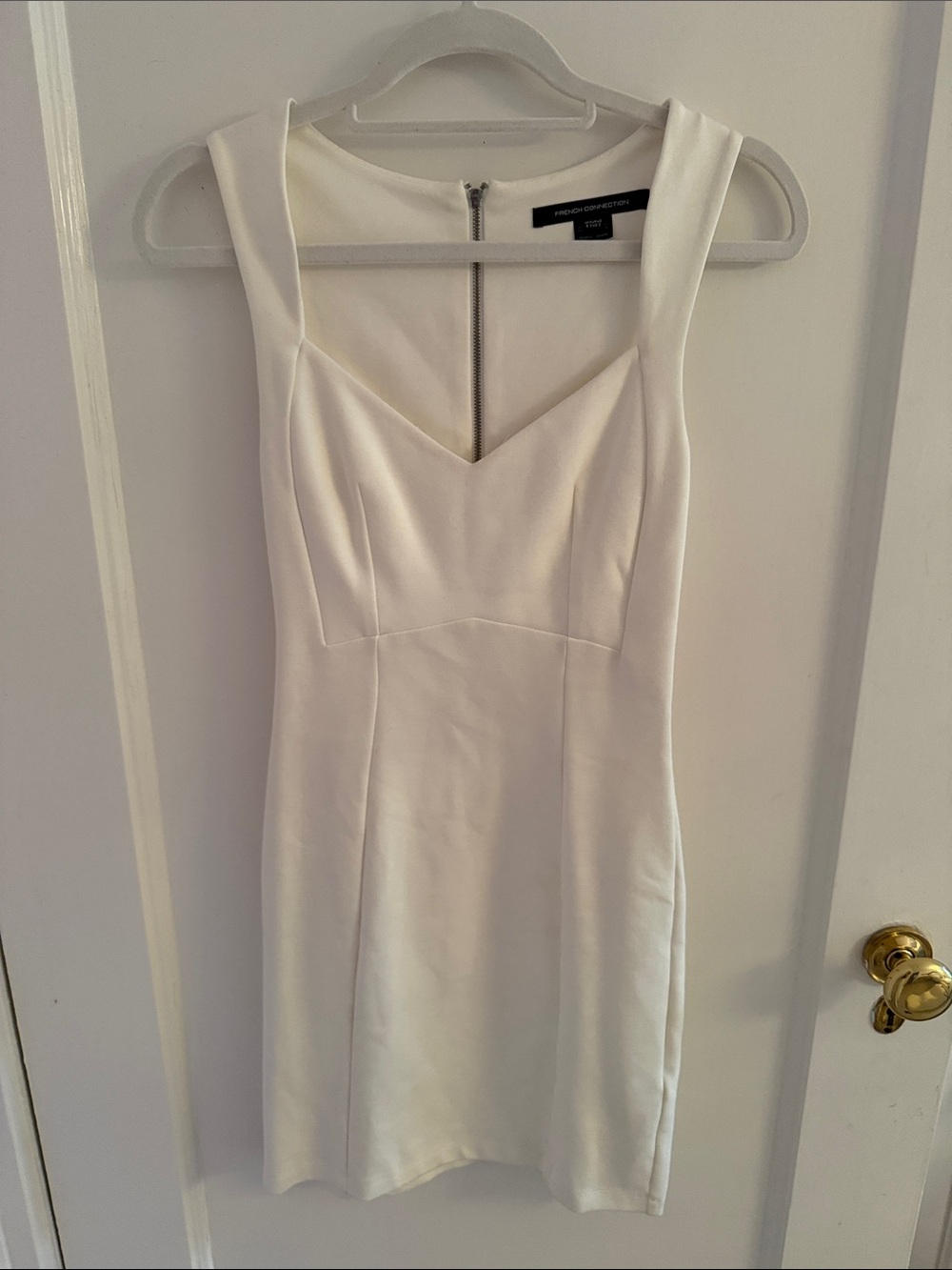 White Sleeveless Sheath Dress with V-Neck - French Connection